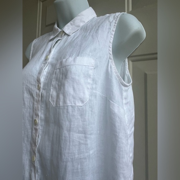 J Jill Love Linen Top – Size S petite White, Sleeveless with Side Buttons - Picture 5 of 8